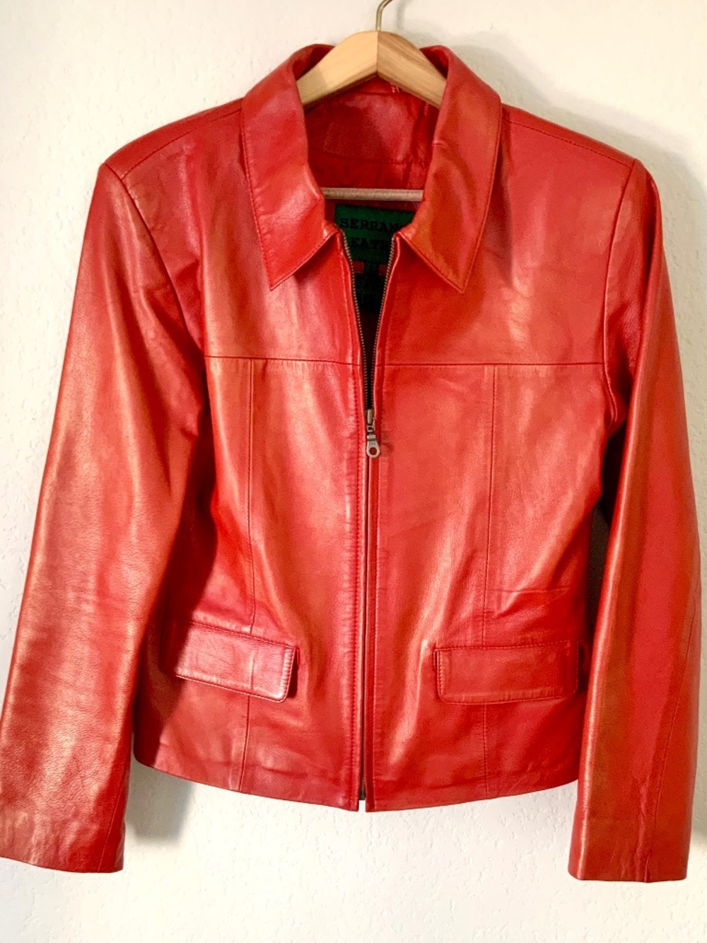 LIKE NEW! Red Leather Cropped Jacket Size Small Moto Urban